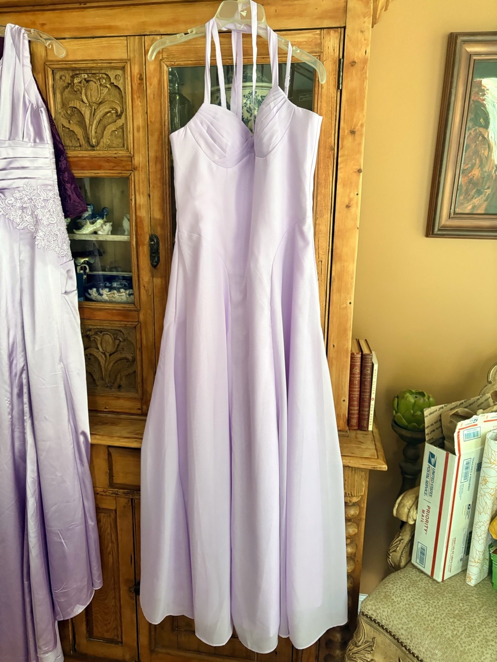 Strappy Lavender Maxi Dress with Sweetheart Bodice